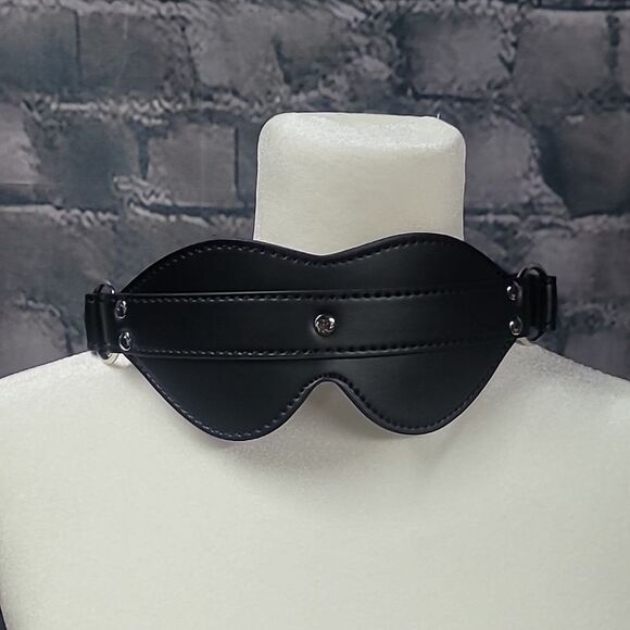 Black Faux Leather Cosplay Pleasure Play Lingerie Accessory Adjustable M… - Picture 1 of 11